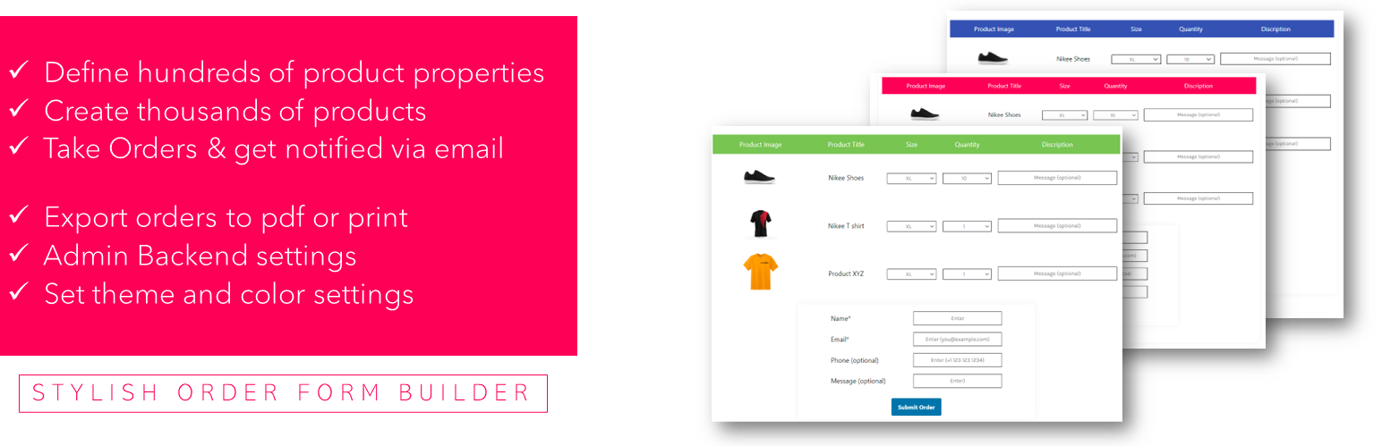 Stylish Order Form Builder Preview Wordpress Plugin - Rating, Reviews, Demo & Download