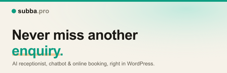 Subba – AI Receptionist, Chatbot & Online Booking Preview Wordpress Plugin - Rating, Reviews, Demo & Download