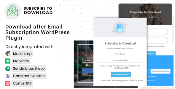 Subscribe To Download – Download After Email Subscription WordPress Plugin Preview - Rating, Reviews, Demo & Download