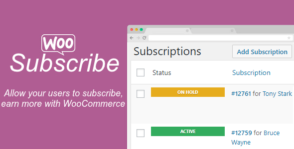 Subscriptions For WooCommerce Preview Wordpress Plugin - Rating, Reviews, Demo & Download