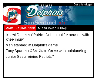 Sun-Sentinel Miami Dolphins News And Blog Widget Preview Wordpress Plugin - Rating, Reviews, Demo & Download
