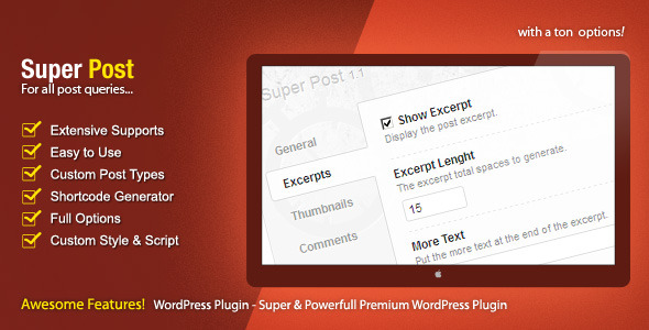 Super Post – WordPress Premium Plugin Preview - Rating, Reviews, Demo & Download