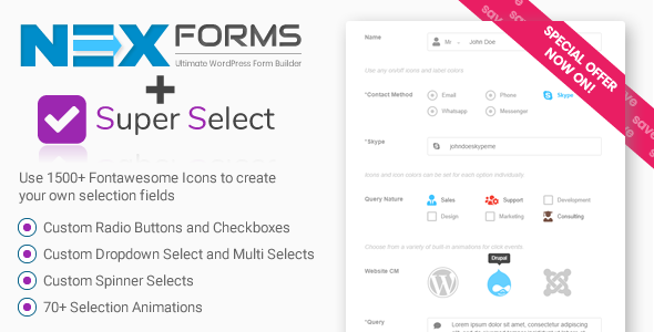 Super Selection Form Field For NEX-Forms Preview Wordpress Plugin - Rating, Reviews, Demo & Download