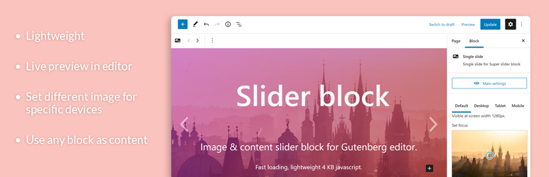 Super Slider Block – Responsive Image, Content Slider Block Preview Wordpress Plugin - Rating, Reviews, Demo & Download