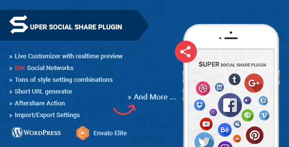 Super Social Share – Ultimate Social Sharing WordPress Plugin With Live Customizer Preview - Rating, Reviews, Demo & Download