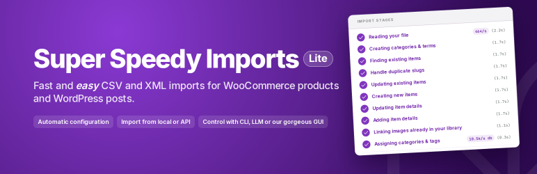 Super Speedy Imports Lite Preview Wordpress Plugin - Rating, Reviews, Demo & Download