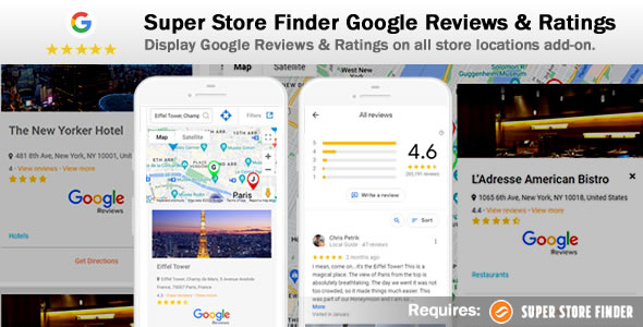 Super Store Finder Google Reviews & Ratings Add-on Preview Wordpress Plugin - Rating, Reviews, Demo & Download