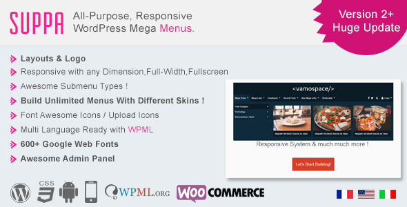 Suppamenu – All Purpose Wordpress Mega Menus Preview - Rating, Reviews, Demo & Download