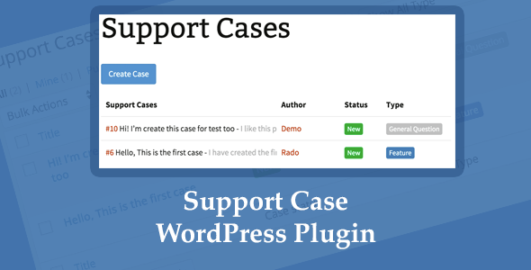 Support Case – WordPress Plugin Preview - Rating, Reviews, Demo & Download