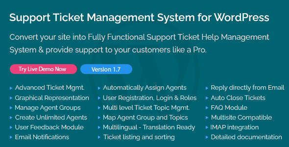 Support Ticket Management System Plugin for Wordpress Preview - Rating, Reviews, Demo & Download