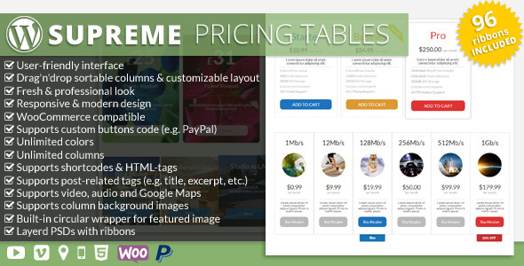 Supreme Pricing Tables – WordPress Plugin Preview - Rating, Reviews, Demo & Download