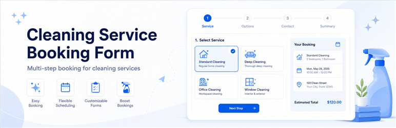 Sweeplo Cleaning Booking Preview Wordpress Plugin - Rating, Reviews, Demo & Download