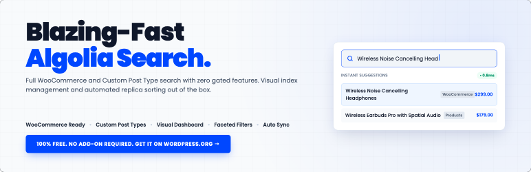 SwiftSearch For Algolia Preview Wordpress Plugin - Rating, Reviews, Demo & Download