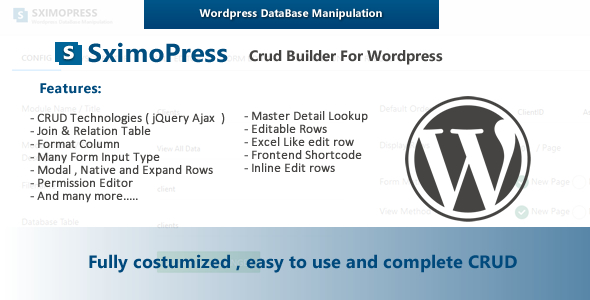Sximopress – CRUD Generator And Database Manipulation Preview Wordpress Plugin - Rating, Reviews, Demo & Download
