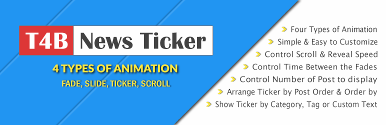 T4B News Ticker – Responsive News Scroller, Slider, And Animations Preview Wordpress Plugin - Rating, Reviews, Demo & Download