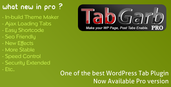 TabGarb Pro – WordPress Tab Plugin Ver 2 - Rating, Reviews, Demo & Download