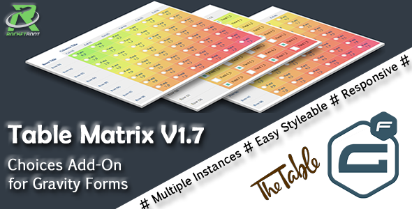 Table Matrix For Gravity Forms – Multiple Choice Field Add-On Preview Wordpress Plugin - Rating, Reviews, Demo & Download