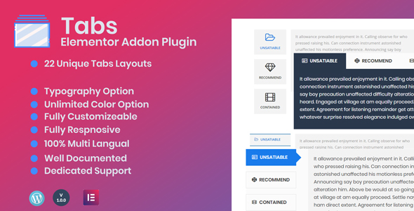 Tabs – Elementor Addon Plugin Preview - Rating, Reviews, Demo & Download