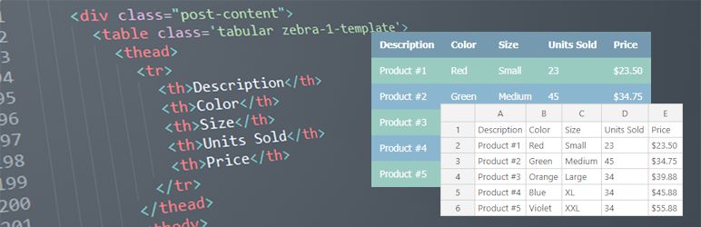 Tabular – Create Stunning HTML Tables Preview Wordpress Plugin - Rating, Reviews, Demo & Download