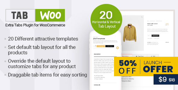 TabWoo – Custom Product Tabs For WooCommerce Preview Wordpress Plugin - Rating, Reviews, Demo & Download