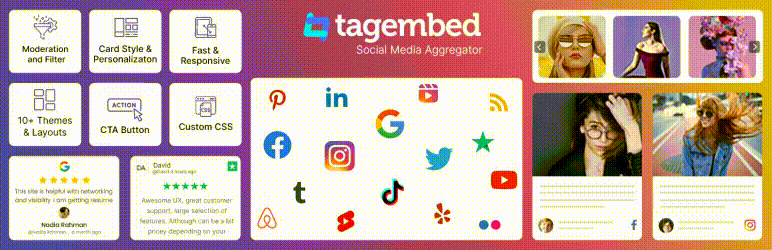 Tagembed: Embed Twitter Feed, Google Reviews, Youtube Videos And More Social Media Feeds Preview Wordpress Plugin - Rating, Reviews, Demo & Download