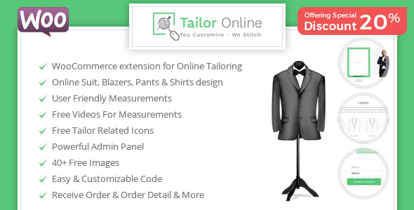 Tailor Online – WooCommerce Plugin For Online Custom Tailoring Preview - Rating, Reviews, Demo & Download