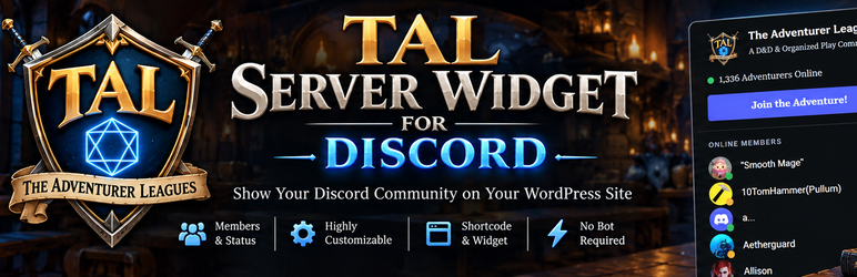 TAL Server Widget For Discord Preview Wordpress Plugin - Rating, Reviews, Demo & Download