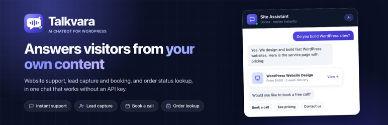 Talkvara AI Chatbot Preview Wordpress Plugin - Rating, Reviews, Demo & Download