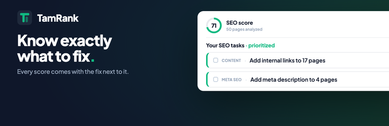 TamRank SEO Preview Wordpress Plugin - Rating, Reviews, Demo & Download