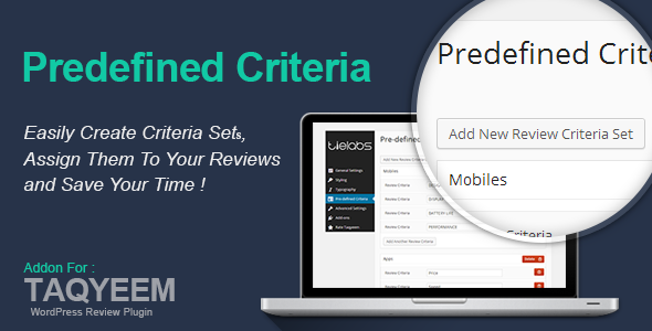 Taqyeem – Predefined Criteria Addon Preview Wordpress Plugin - Rating, Reviews, Demo & Download