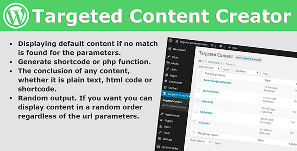 Targeted Content Creator Preview Wordpress Plugin - Rating, Reviews, Demo & Download