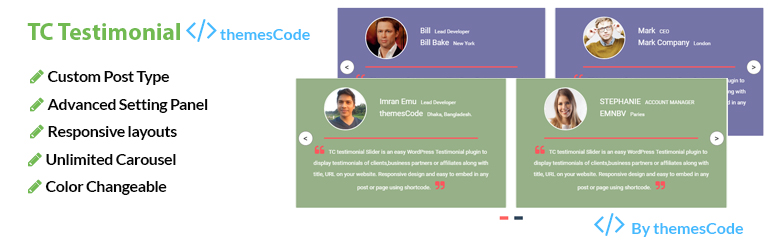 TC Testimonials Preview Wordpress Plugin - Rating, Reviews, Demo & Download