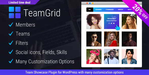 Team Grid – Team Member Showcase WordPress Plugin & Team Editor Preview - Rating, Reviews, Demo & Download
