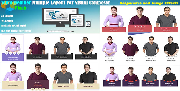 Team Member Multiple Layout Cool For Visual Composer Preview Wordpress Plugin - Rating, Reviews, Demo & Download