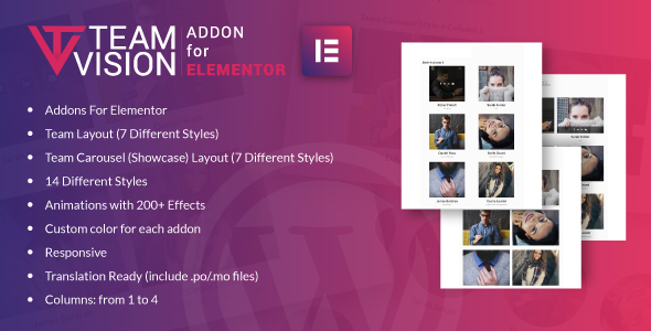 Teamvision For Elementor WordPress Plugin Preview - Rating, Reviews, Demo & Download