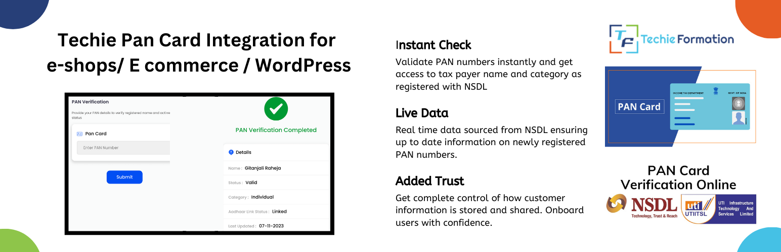 Techie PAN Card Integration For E-Shops Preview Wordpress Plugin - Rating, Reviews, Demo & Download
