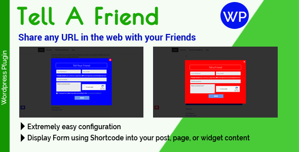 Tell A Friend – Wordpress Plugin To Share Any URL In The Web With Your Friends Preview - Rating, Reviews, Demo & Download