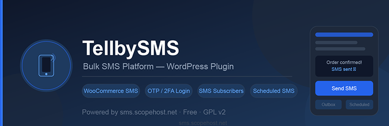 TellbySMS By ScopeHost Preview Wordpress Plugin - Rating, Reviews, Demo & Download