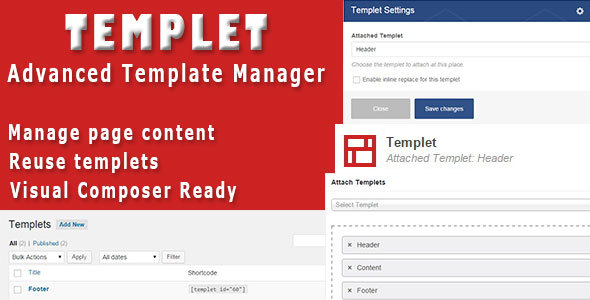 Templet – Advanced Template Manager Preview Wordpress Plugin - Rating, Reviews, Demo & Download