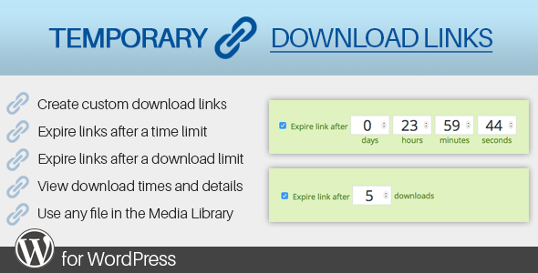 Temporary Download Links Plugin for Wordpress Preview - Rating, Reviews, Demo & Download