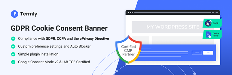 Termly – GDPR/CCPA Cookie Consent Banner Preview Wordpress Plugin - Rating, Reviews, Demo & Download