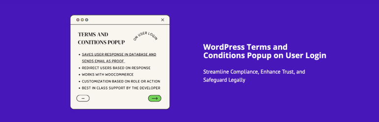 Terms And Conditions Popup On User Login Or At WooCommerce Checkout Preview Wordpress Plugin - Rating, Reviews, Demo & Download