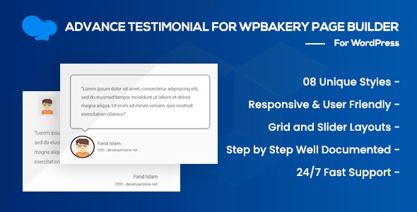 Testimonial Grid | Slider Addon For WPBakery Page Builder Preview Wordpress Plugin - Rating, Reviews, Demo & Download