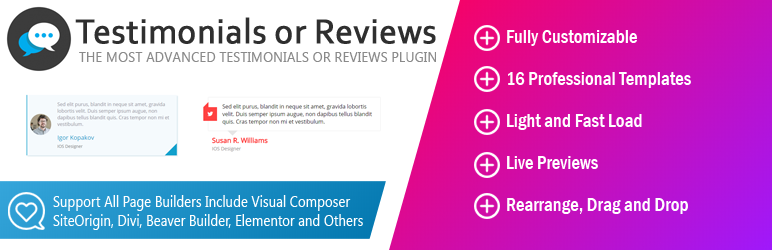 Testimonial Or Reviews Preview Wordpress Plugin - Rating, Reviews, Demo & Download