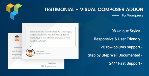Testimonial – Visual Composer Addon Preview Wordpress Plugin - Rating, Reviews, Demo & Download