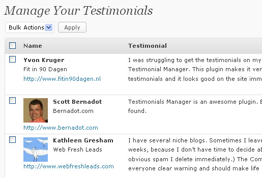 Testimonials Manager Preview Wordpress Plugin - Rating, Reviews, Demo & Download