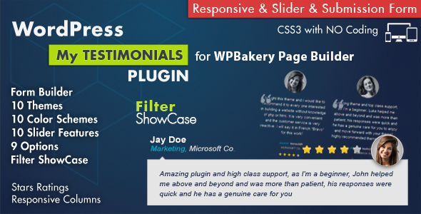 Testimonials Showcase For WPBakery Page Builder Plugin Preview - Rating, Reviews, Demo & Download