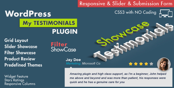 Testimonials Showcase Wordpress Plugin Preview - Rating, Reviews, Demo & Download