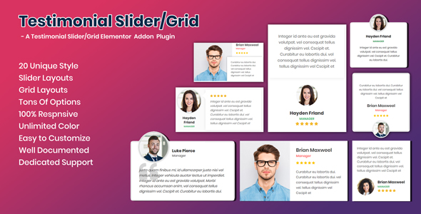 Testimonials Slider / Grid – Elementor Addon Testimonials Plugin Preview - Rating, Reviews, Demo & Download