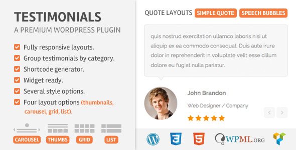 Testimonials Wordpress Plugin Preview - Rating, Reviews, Demo & Download